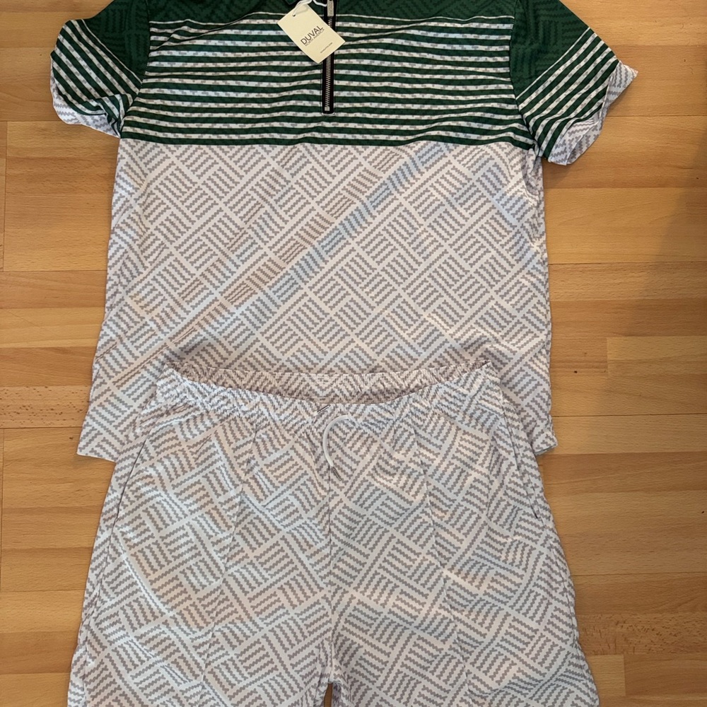 NWT Duval North America Golf Matching Set - Green Geometric - Mens 3XL